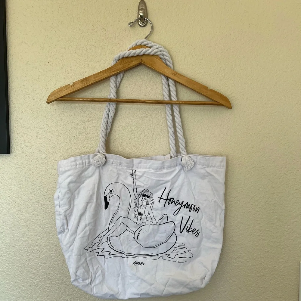 Miss to Mrs | Honeymoon Vibes Canvas Beach Bag